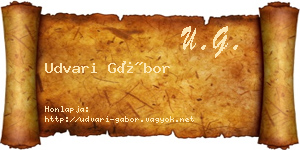 Udvari Gábor névjegykártya